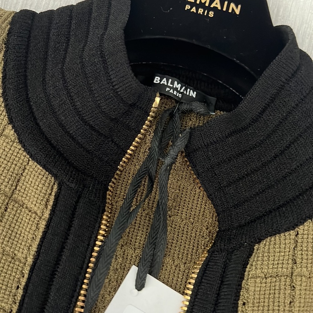 BALMAIN knit jacket army green size 34 - Picture 4 of 7